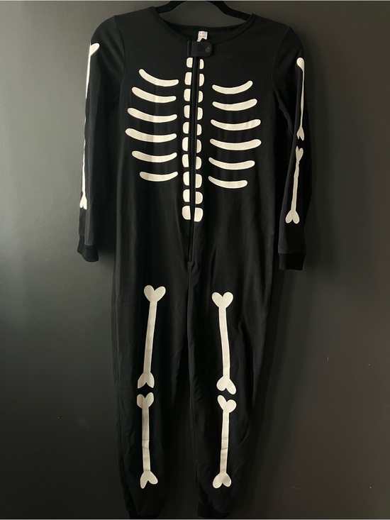 Joe Fresh Other - Skeleton One Piece Pajamas 10y Fleece Black & White Sleeper Camping Halloween